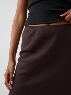 Linen-Blend Bias-Cut Skirt