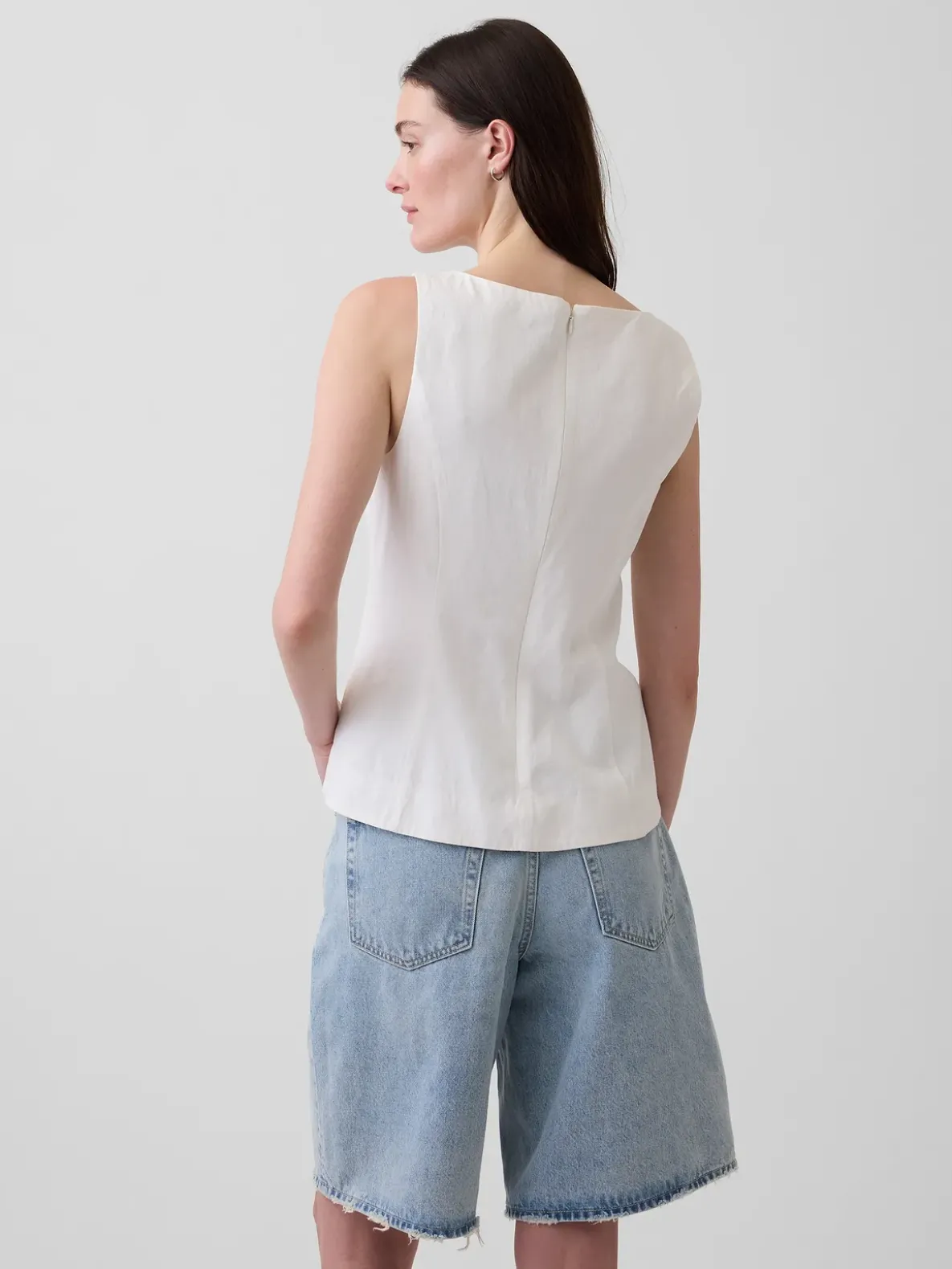 Linen-Blend Boatneck Top