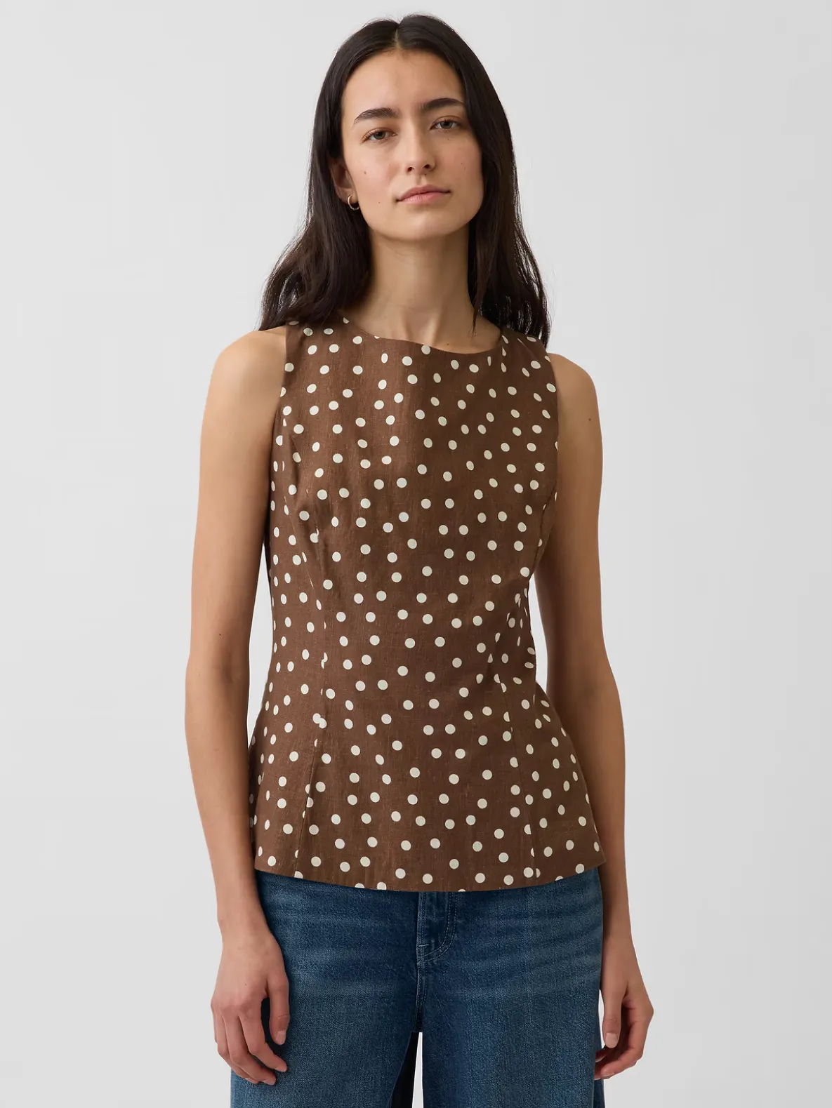 Linen-Blend Boatneck Top