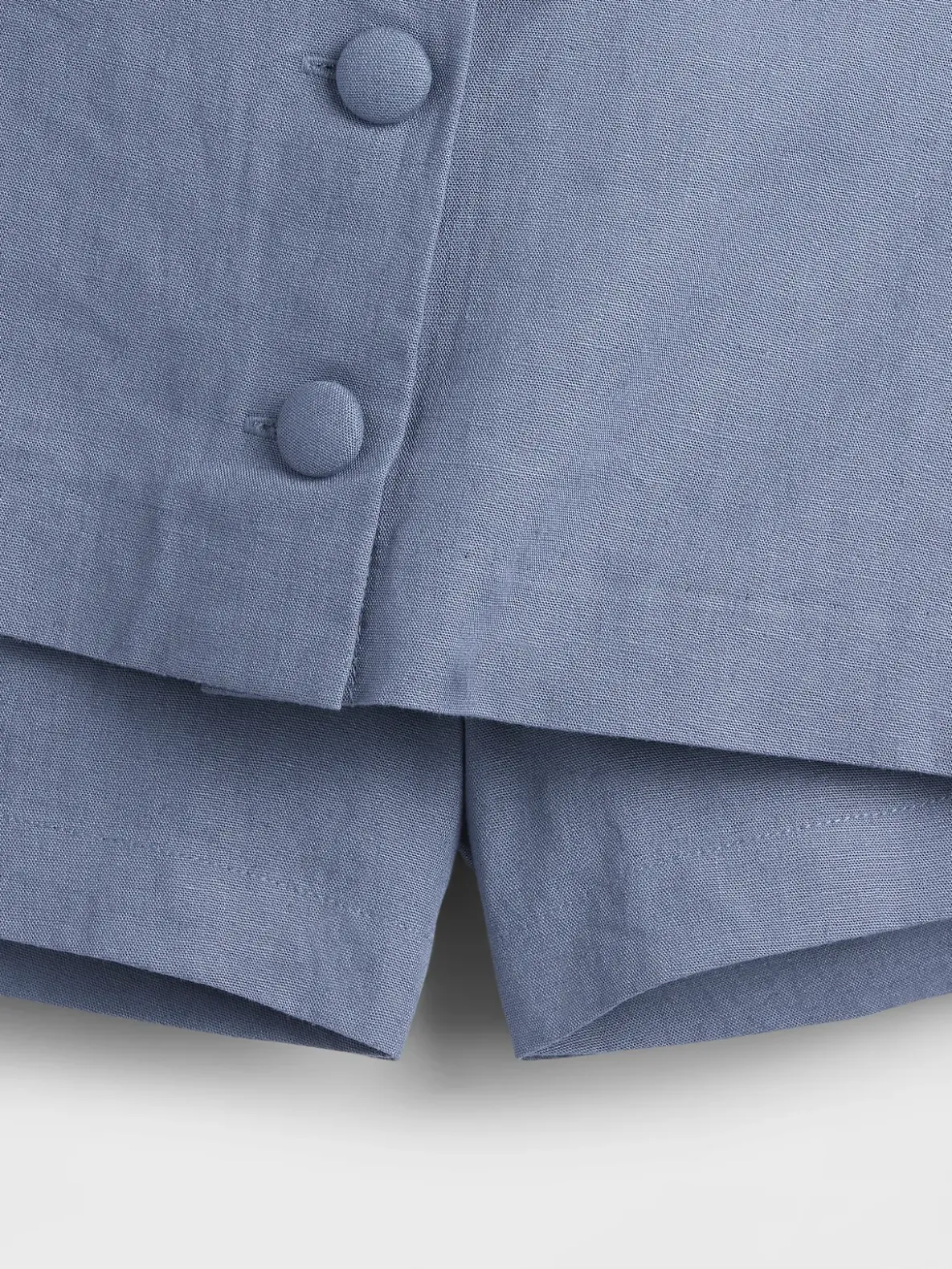Linen-Blend Button-Front Mini Skort