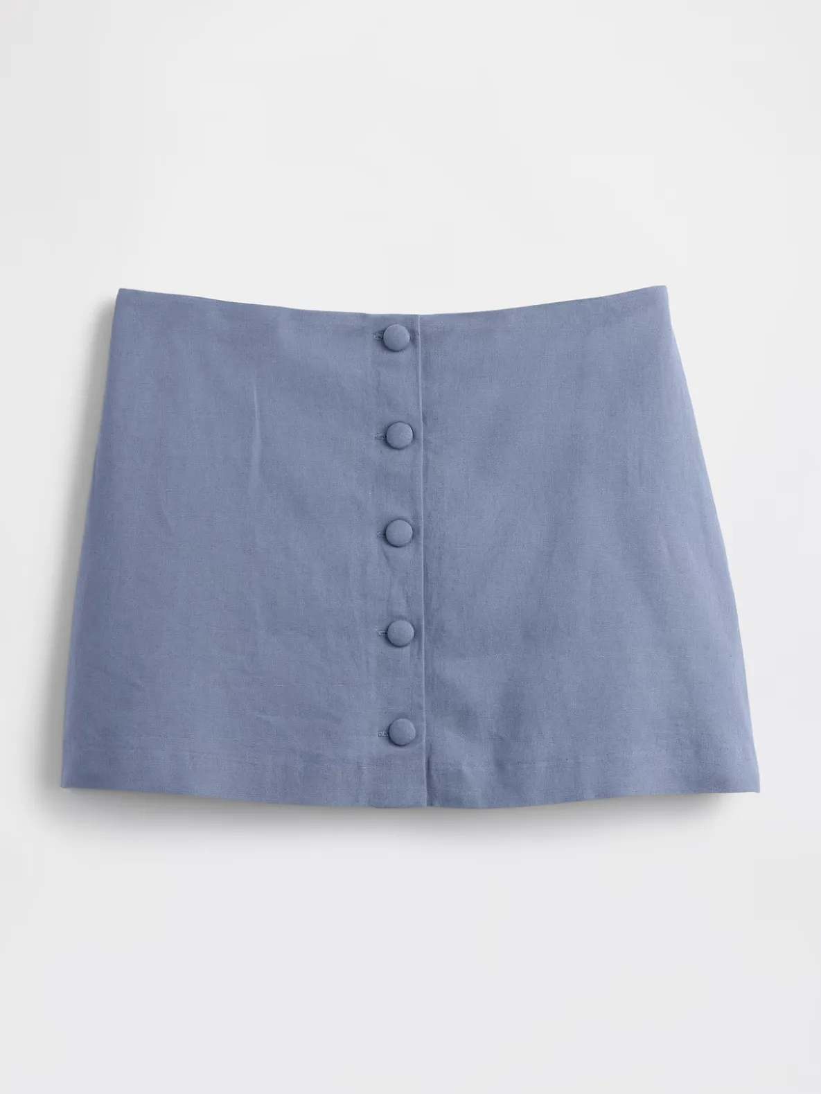 Linen-Blend Button-Front Mini Skort