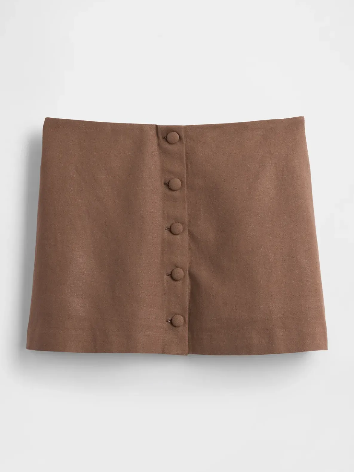 Linen-Blend Button-Front Mini Skort