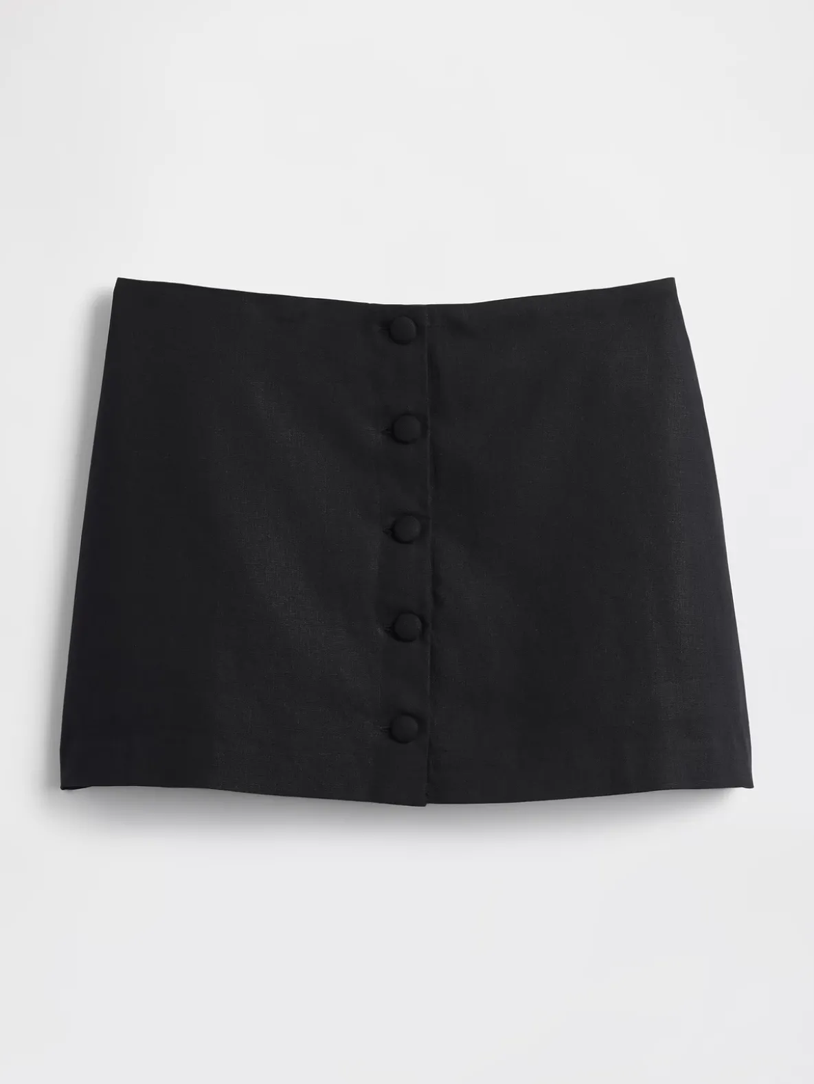 Linen-Blend Button-Front Mini Skort