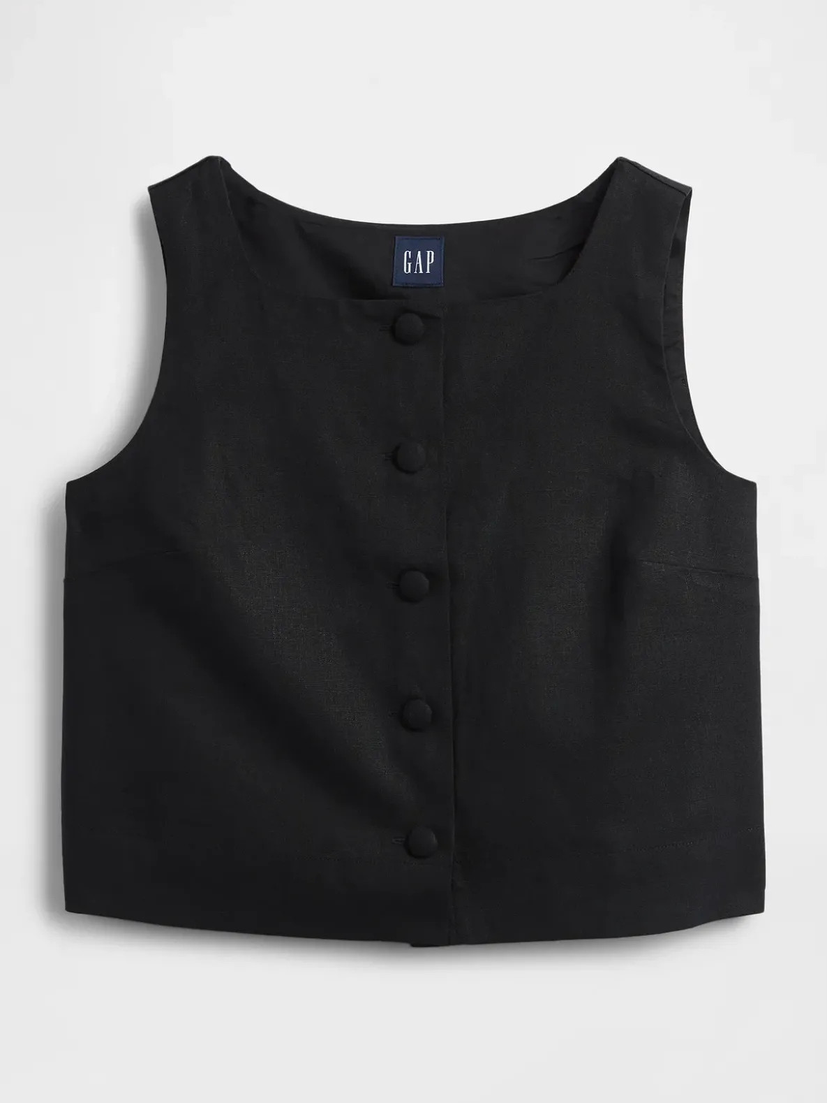Linen-Blend Button-Front Shell Top