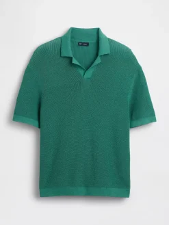 Linen-Blend Camp Polo Sweater Shirt