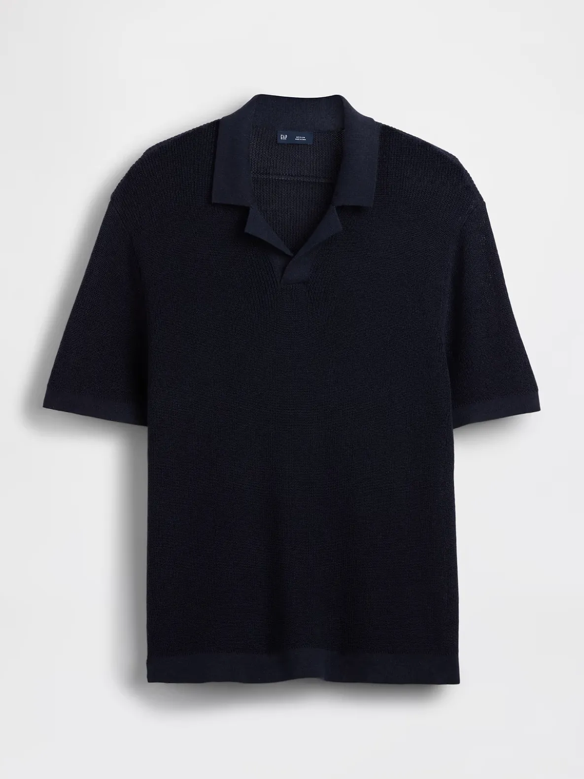 Linen-Blend Camp Polo Sweater Shirt