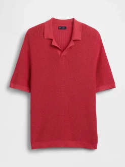 Linen-Blend Camp Polo Sweater Shirt