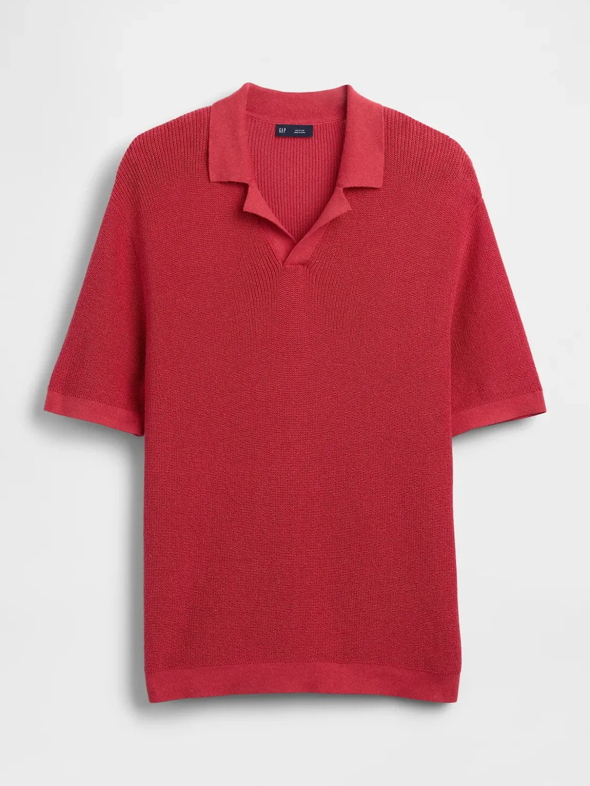 Linen-Blend Camp Polo Sweater Shirt