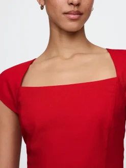 Linen-Blend Cap-Sleeve Crop Top