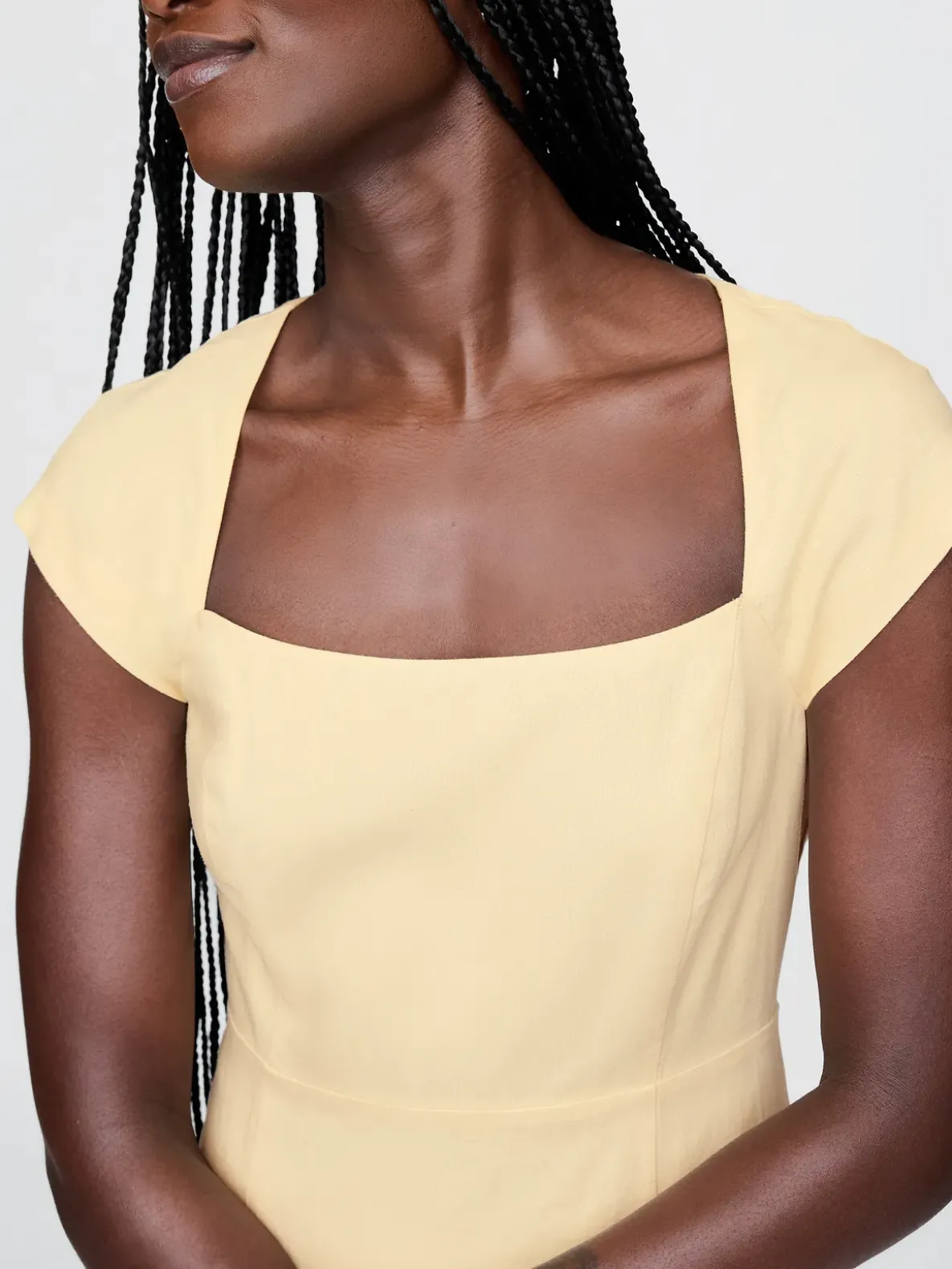 Linen-Blend Cap-Sleeve Mini Dress