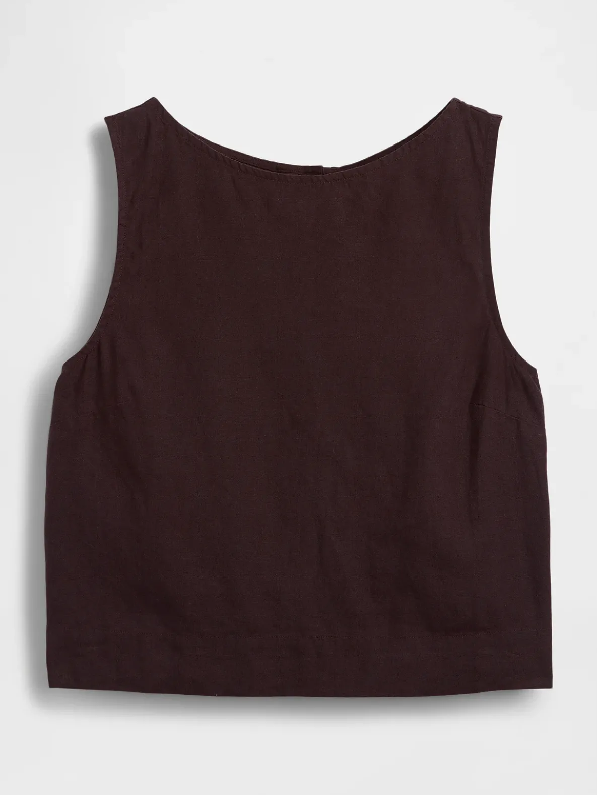 Linen-Blend Crop Shell Tank Top