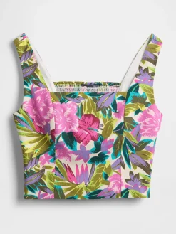 Linen-Blend Crop Top