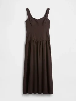 Linen-Blend Drop-Waist Corset Maxi Dress