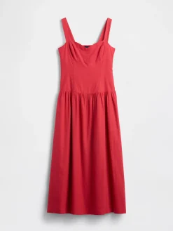 Linen-Blend Drop-Waist Corset Maxi Dress