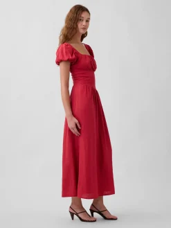 Linen-Blend Drop-Waist Maxi Dress