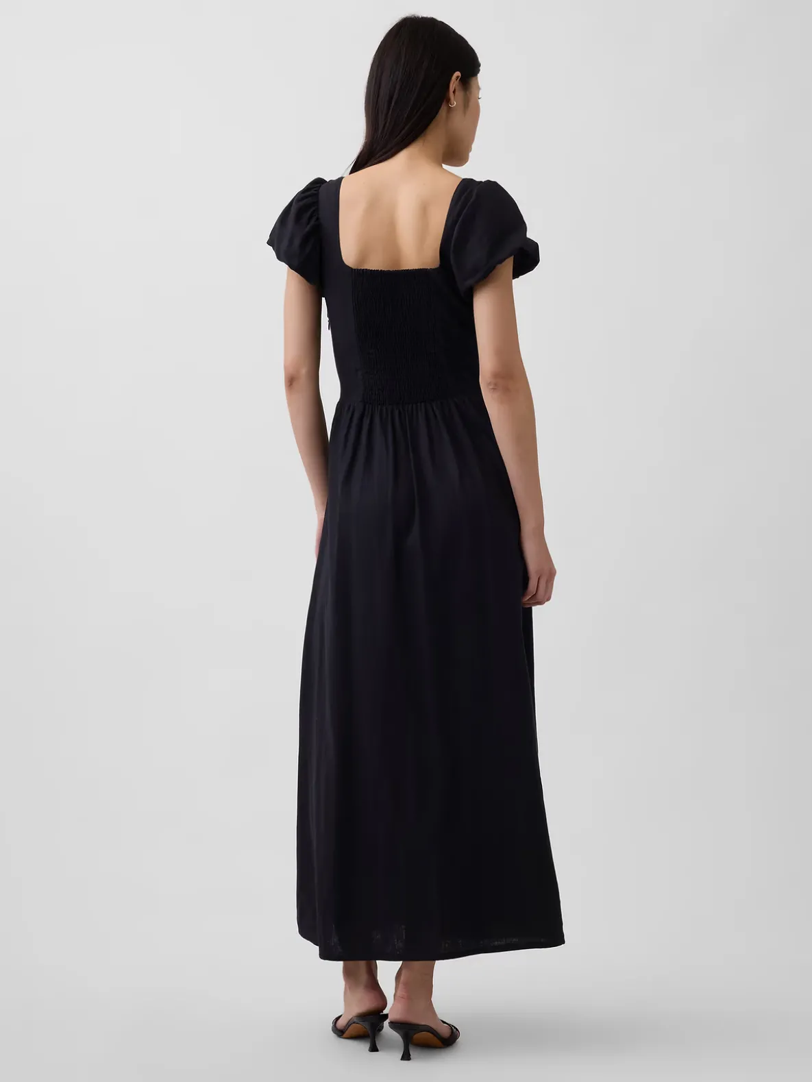 Linen-Blend Drop-Waist Maxi Dress