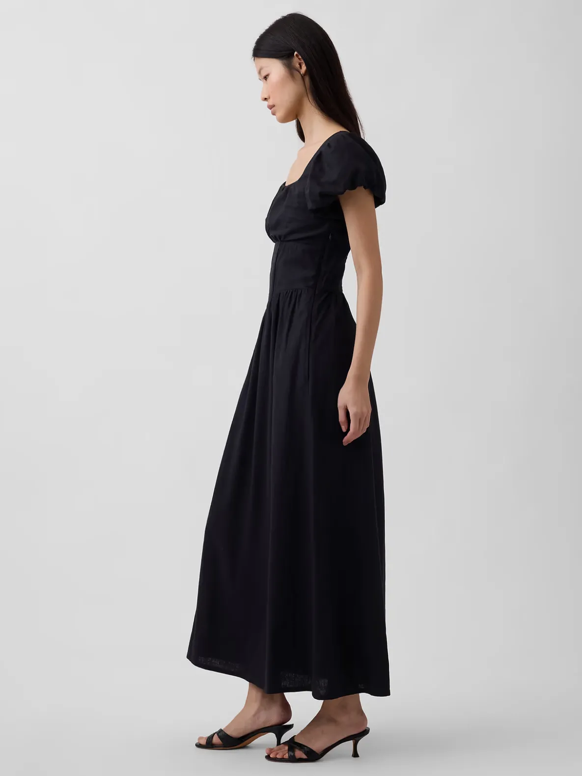 Linen-Blend Drop-Waist Maxi Dress