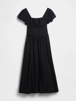 Linen-Blend Drop-Waist Maxi Dress