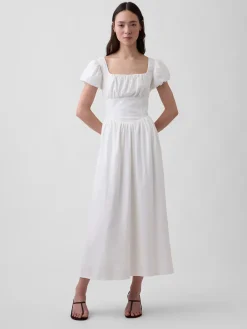 Linen-Blend Drop-Waist Maxi Dress