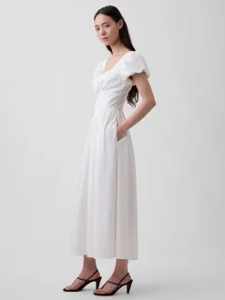 Linen-Blend Drop-Waist Maxi Dress