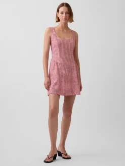 Linen-Blend Drop-Waist Mini Dress