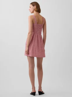 Linen-Blend Drop-Waist Mini Dress