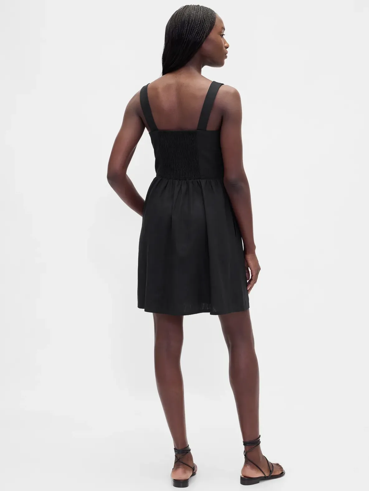 Linen-Blend Drop-Waist Mini Dress