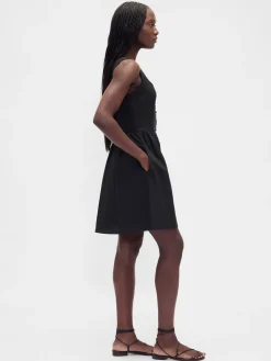 Linen-Blend Drop-Waist Mini Dress