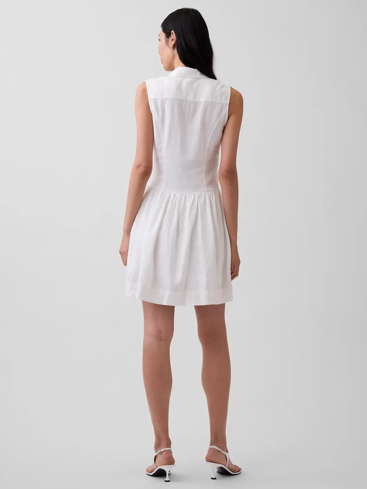 Linen-Blend Drop-Waist Mini Shirtdress