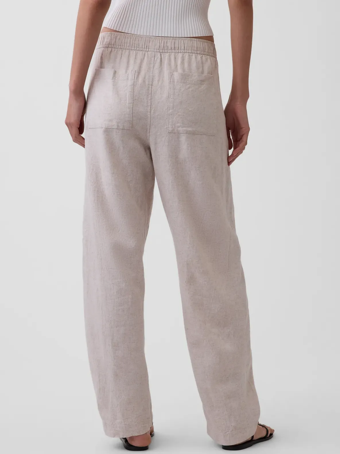 Linen-Blend Easy Barrel Pants