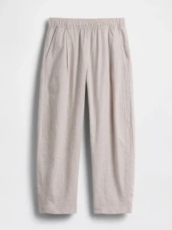 Linen-Blend Easy Barrel Pants