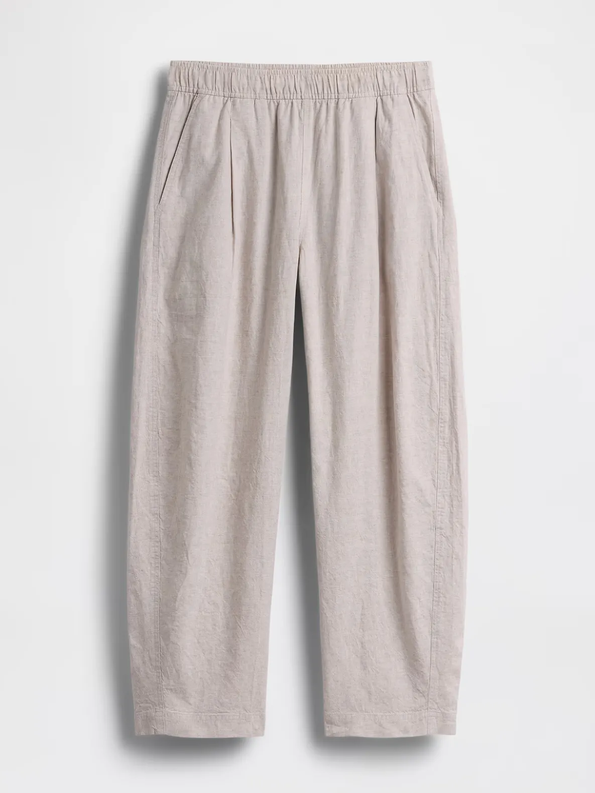 Linen-Blend Easy Barrel Pants