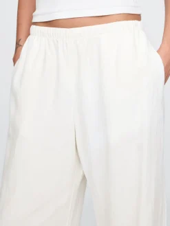 Linen-Blend Easy Wide-Hem Pants