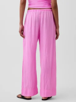 Linen-Blend Easy Wide-Leg Pants
