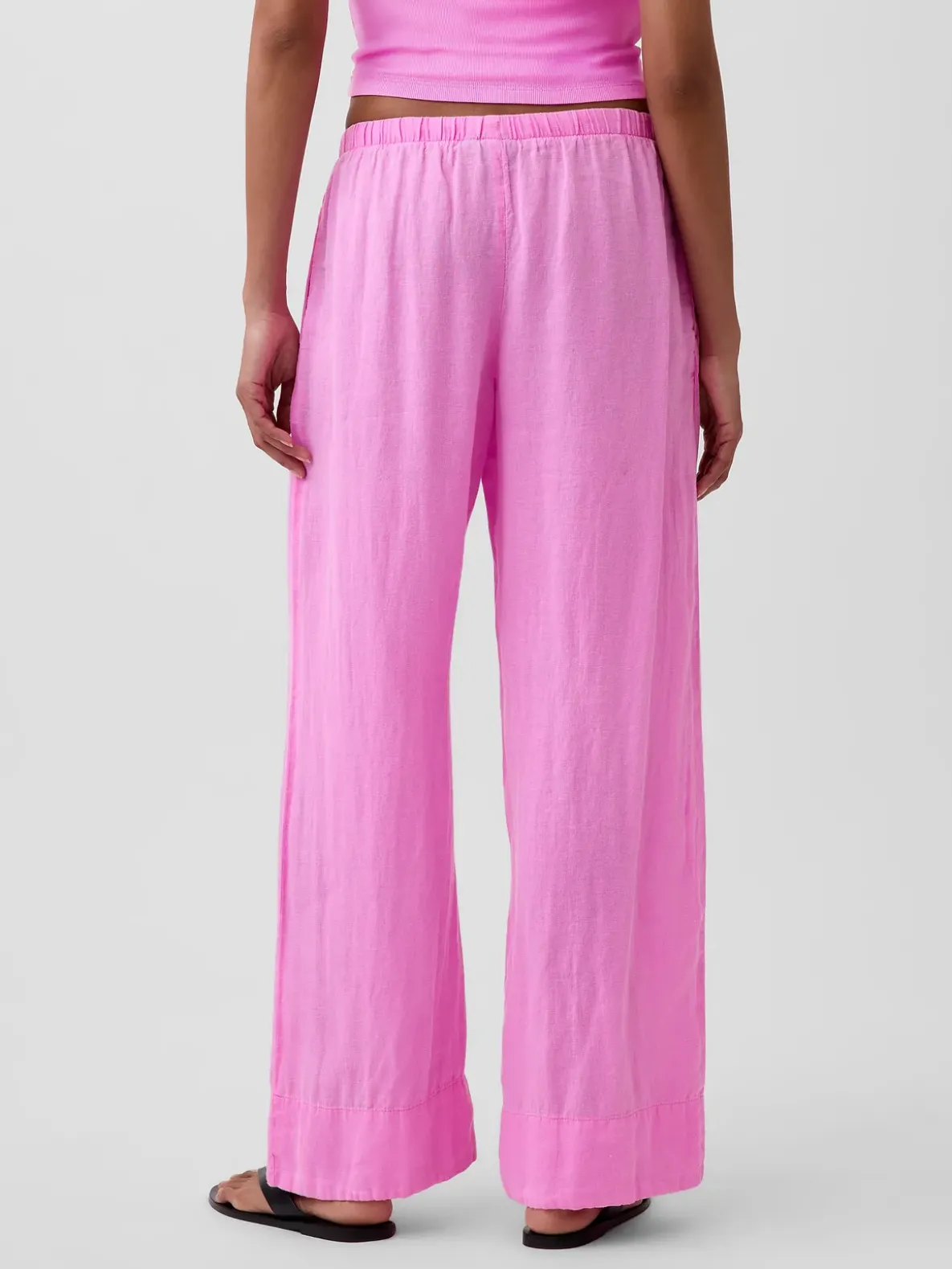 Linen-Blend Easy Wide-Leg Pants