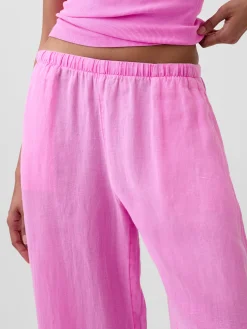 Linen-Blend Easy Wide-Leg Pants