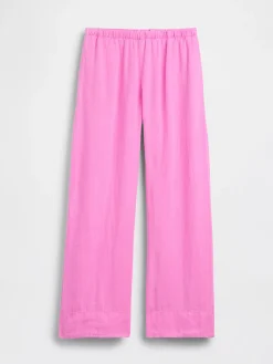 Linen-Blend Easy Wide-Leg Pants