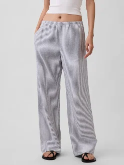 Linen-Blend Easy Wide-Leg Pants