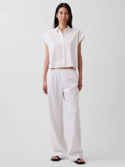Linen-Blend Easy Wide-Leg Pants