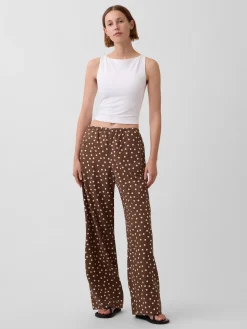 Linen-Blend Easy Wide-Leg Pants