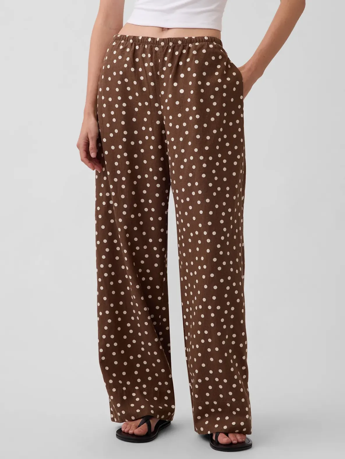 Linen-Blend Easy Wide-Leg Pants