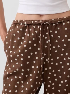 Linen-Blend Easy Wide-Leg Pants