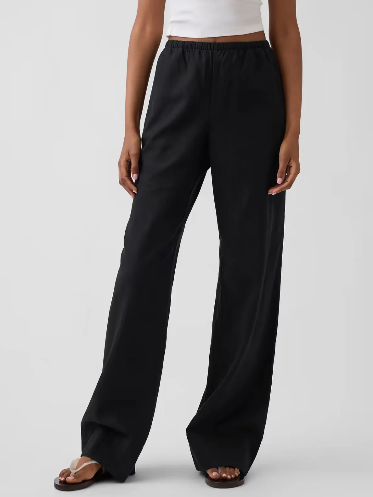 Linen-Blend Easy Wide-Leg Pants