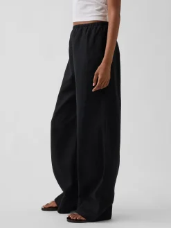 Linen-Blend Easy Wide-Leg Pants