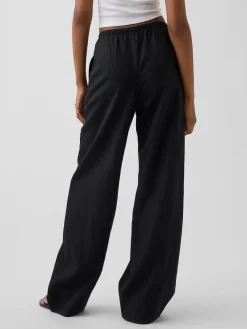 Linen-Blend Easy Wide-Leg Pants