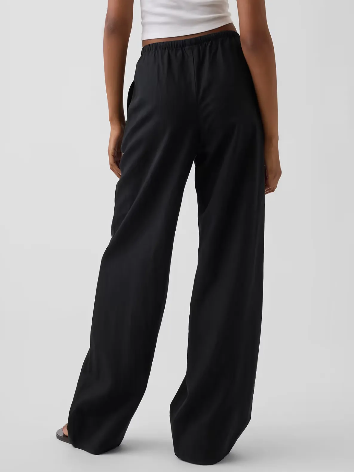 Linen-Blend Easy Wide-Leg Pants