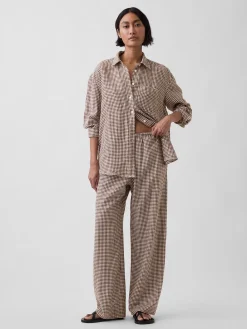 Linen-Blend Easy Wide-Leg Pants