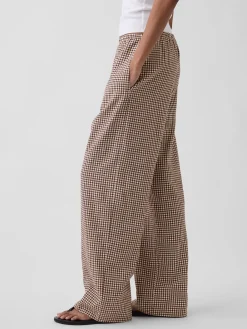 Linen-Blend Easy Wide-Leg Pants