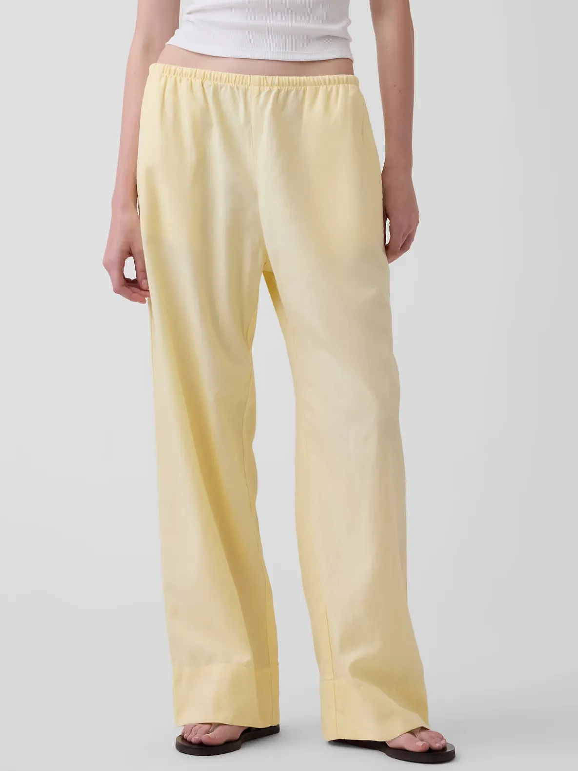Linen-Blend Easy Wide-Leg Pants