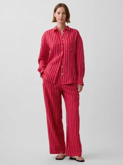 Linen-Blend Easy Wide-Leg Pants